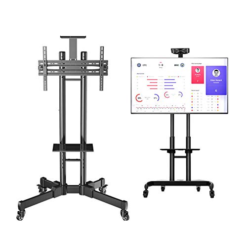 Mobile TV Ständer mit Rollen für 32-65 Zoll Plasma/LCD/LED höhenverstellbar Ultra Stabil Halterung Fernsehtisch Max.VESA 600x400 Tragkraft bis max. 50