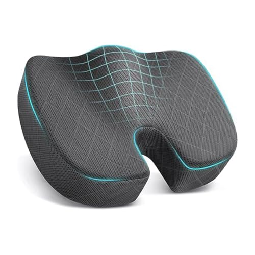 Almofada Ergonômica Assento Ortopédico para Cadeira de Rodas Cóccix Lombar em Espuma Viscoelástica Alta Densidade Cinza