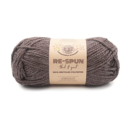 Image of Lion Brand Yarn, Re-Spun Thick & Quick Super Bulky Yarn for Knitting, Crochet, and Crafts, Espresso, 1 Pack, Soft Fiber for Chunky Blankets, Bulky Throws, and Cozy Sweaters