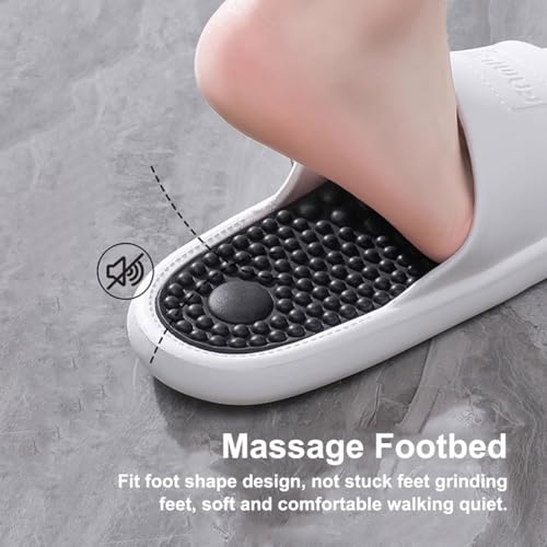 YCKEGEW Mens Womens Massaging Slipper, Bathroom Shower Shoes,Foot Massager for Plantar Fasciitis Acupressure Slippers House Slipper(White+Pink,40-41 EU)3
