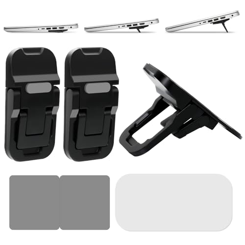 2 Pack Adjustable Height Keyboard Stand, Zinc Alloy Laptop Keyboard Riser with 3 Height Settings (0.5/1.24/1.62 Inch), Non-Slip Silicone Pads & Adhesive Tape, Ergonomic for Pain-Free Typing (Black)