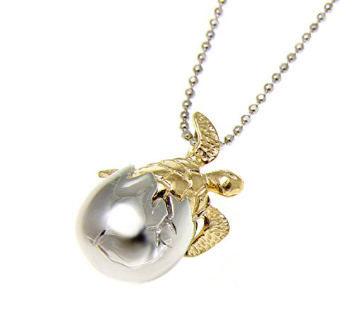 Arthur's Jewelry 925 sterling silver 2 tone yellow gold plated Hawaiian sea turtle honu hatching from egg pendant3