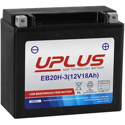 Motorcycle Battery YTX20HL-BS by UPLUS EB20H-3 Cover