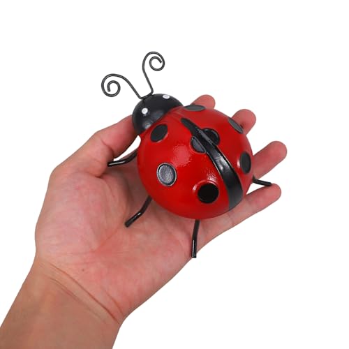 Image of balacoo Metal Ladybug Wall Art Hanging Pendant with Hook 4.72X4.13X1.96In Simulated Ladybug Figurine for Garden Lawn Patio Outdoor Decor