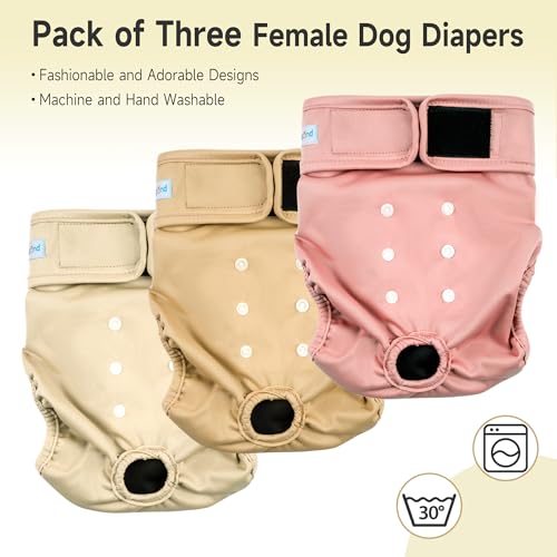 Image of Paw Legend Washable Reusable Female Dog Period Diapers for Heat Doggie Puppy Diapers for Female Dogs (3 Pack, Small)