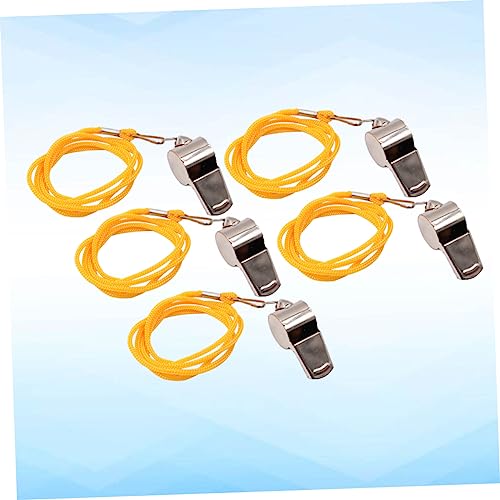 5 silbatos de acero inoxidable con cordón para árbitros miniatura 4