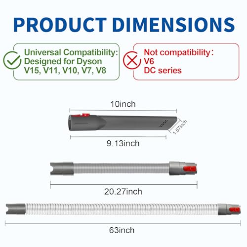 Image of Attachment Kit - Extension Hose and Crevice Tool Compatible with Dyson V15 V11 V10 V7 V8 Absolute Animal Motorhead Trigger Model