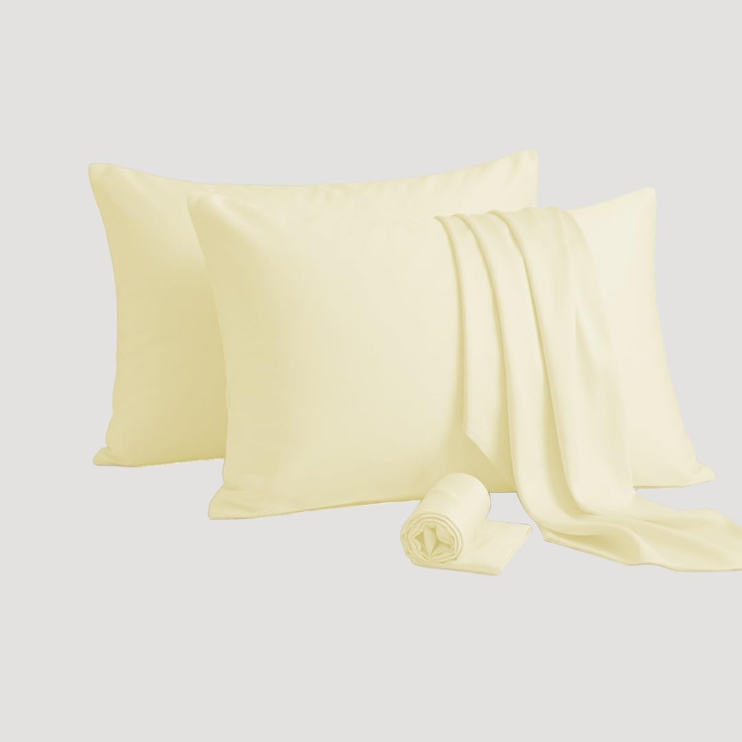 Ziya Homes Yellow Pillow Cases 2 Pack - Housewife Pillowcases - 200Tc Soft Brushed Microfiber Pillow Covers With Envelope Closure (50 X 75 Cm)