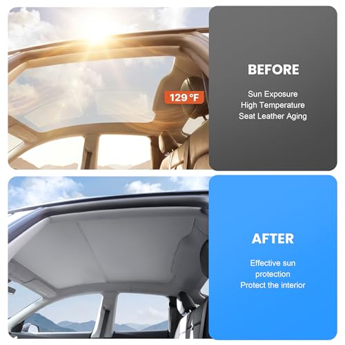 Image of for Tesla Model Y Roof Sunshade - Custom Glass Roof Heat & UV Protection Sun Shade for Model Y Juniper 2025-2026, Reflective Nano Insulation Cover, Easy Install & Foldable