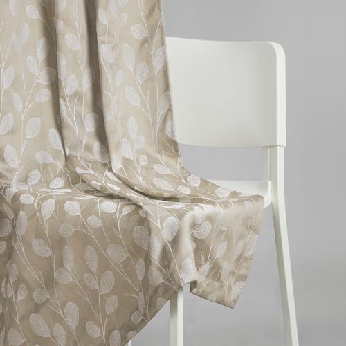 Image of haus & kinder Jacquard Window Curtains 5 Feet Long Pack of 2 Window Curtains, 5 Feet Curtains for Window (Lunar Leaf, Stone Floral Nature Design 130x152 CM)