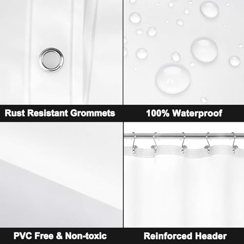 Image of Barossa Design 54 inch x 72 inch Frosted Stall Shower Curtain Liner with 3 Magnets - Waterproof PEVA Shower Liner for Bathroom Stall, PVC Free, Metal Grommets - Frost, 54x72