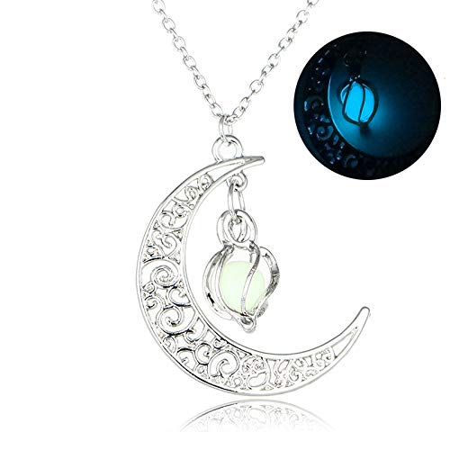 Collar de perlas de diseño en espiral hueca y colgante de luna pulida