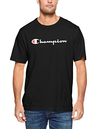 Champion Men's Script Short Sleeve Tee, Black, Medium