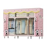 ✿Armoire multifonctionnelle : l'armoire portable est composée de tubes en alliage/tissu/manchons pour cartes ABS. C'est une armoire de maison qui peut stocker beaucoup de vêtements et d'objets. Il a une forte capacité portante, une conception à double rideau pour empêcher la poussière, un grand espace et un fond surélevé.