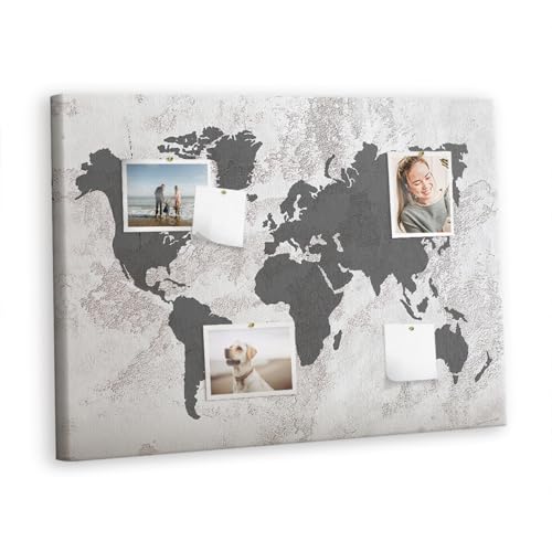 Tableau en liège 100x70 cm carte du monde colorée pour organisation murale