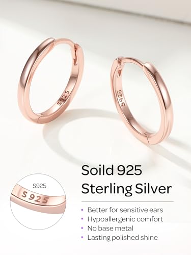 Image of ChicSilver 925 Sterling Silver Huggie Hoop Earrings Small Hoop Earrings for Women Hypoallergenic Silver Huggie Earring Cartilage Earrings for Women (6 /8 /10 /12 /14 /16 /18 /20MM)