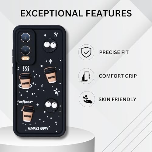 Image of DARKFIT Back Case Cover Compatible for OnePlus Nord CE4 Lite 5G | Cute Fun Cartoon Ball 3D Coffee Silicone Case | Body Protection | Camera Protection | Shock Proof | Color Black