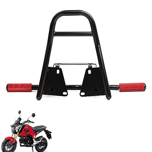 Mokuo Iron Manned Motorcycle Stunt Rear Luggage with CNC Removable Perform Bar Fit for Honda Grom MSX 125 SF 2013-2016,Red/Black (Black)