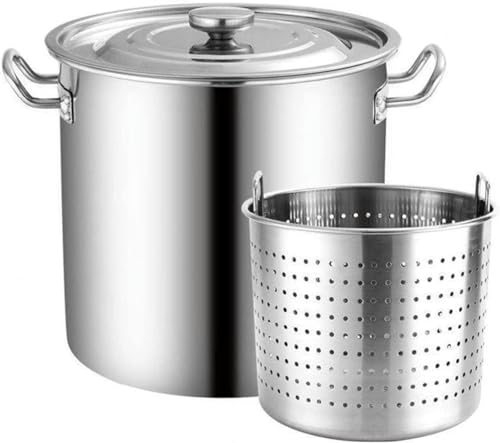 Olla de acero inoxidable con colador de 27 cuartos para cocina exterior de 40x40 cm