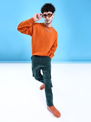 Image of The Indian Garage Co Men Oversized Solid Crew Neck Overhead Sweatshirt
