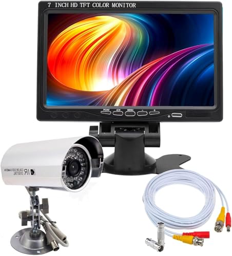 081 store - KIT VIDEOSORVEGLIANZA COMPLETO - TELECAMERA + MONITOR 7 POLLICI 2 CANALI + CAVO 30 METRI