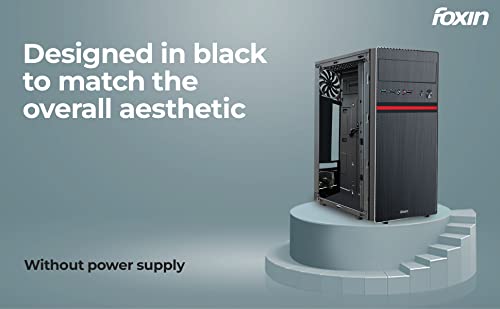 Image of Foxin Race Desktop Computer Case /PC Cabinet - with Steel Metal Body | All ATX Motherboard Compatible | Color Metallic Black