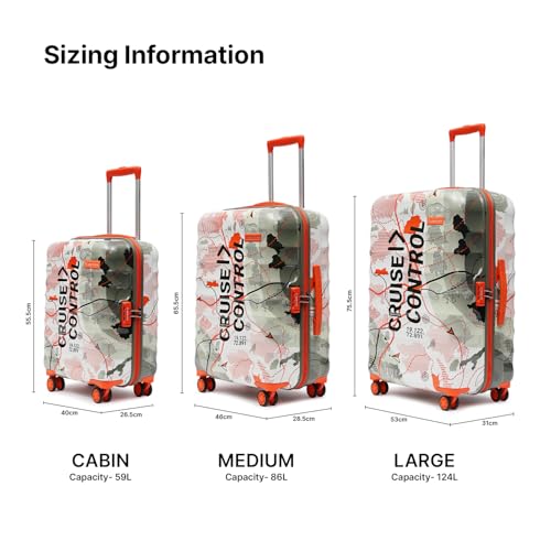 Image of uppercase Geo (Small) 56Cms, Hardsided Cabin Trolley Bag for Travel Printed Eco Polycarbonate Luggage, Combination Lock 8 Wheel Spinner Suitcase for Unisex, 2000 Days Warranty, Green