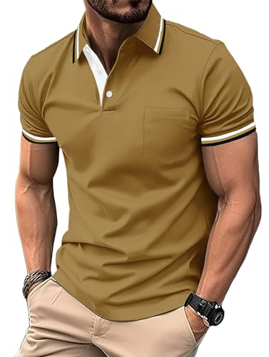 Image of ZITY Men Polo Shirts Short Sleeve with Pocket Golf Polo Wicking Shirts for Men Casual Collared T-Shirts