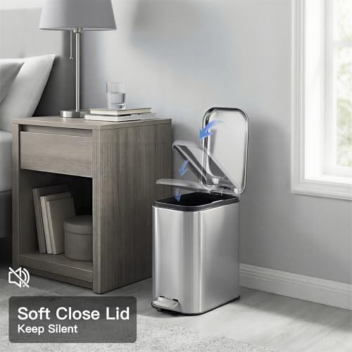 Caneca de basura rectangular acero inoxidable 12L plata miniatura 5
