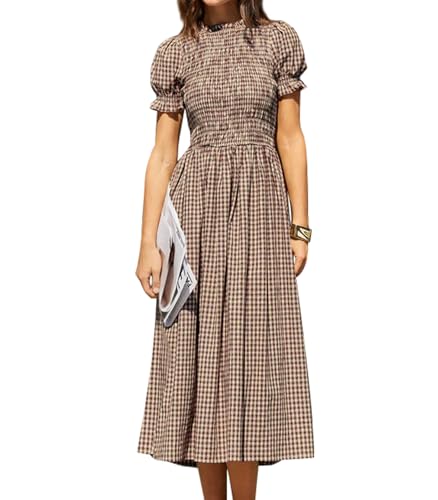 RIHOAS Womens Shirred A-Line Midi Dress Summer Dresses Boho Beach