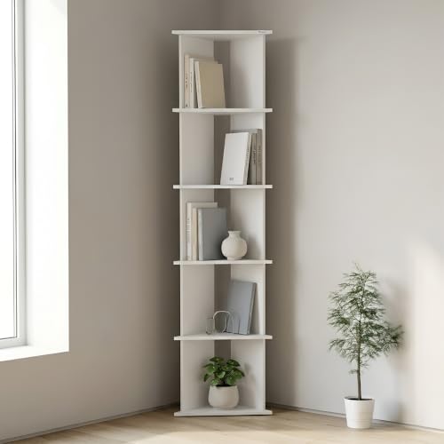 Image of Nilkamal Wales Wooden Book Case | Book Shelf with 5 Open Shelves | Engineered Wood| Multipurpose Storage Organizer | for Living Room, Office, Library | White | DIY(Do It Yourself)