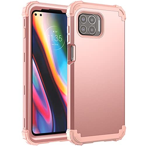 Phone Case for Moto One 5G/One5G UW/Moto G G5 Plus Hard Cover Shockproof Soft Silicone Bumper Hybrid Three Layer Heavy Duty Grip Rugged Protective Cell Motorola One Lite XT2075-1 Women Rose Gold