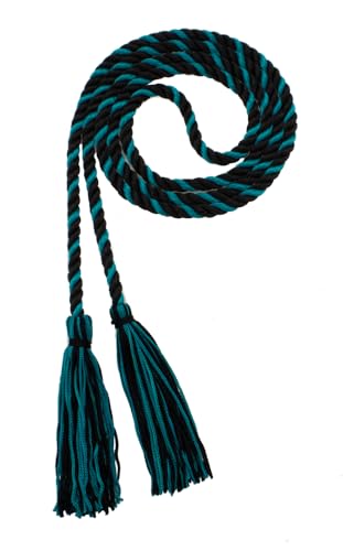 Image of Graduation Honor Cord - Black /Teal - Every School Color Available - Made in USA