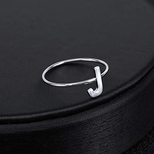 Aoedej 925 Sterling Silver Stackable Initial Letter Rings Capital Letter Ring Charm Initial Band For Women (J, 7) #TOP4