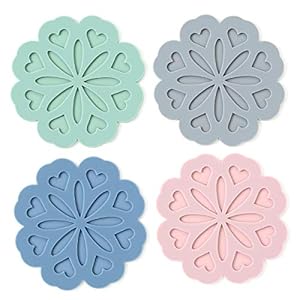 Set 4 silicone trivet mat table countertop hot pads non slip heat resistant modern kitchen pads for pots pans assort 4 colors  urban country home decor