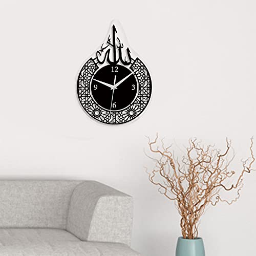 Magideal Religious Islamic Wall Clock Acrylic Muslim Ramadan Eid Mirror Wall Clock Vintage Irregular Hanging Clock For Bedroom Living Room Decoration, Black #TOP3