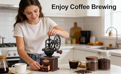 Moulin à café à manivelle rétro pour un rituel matinal authentique