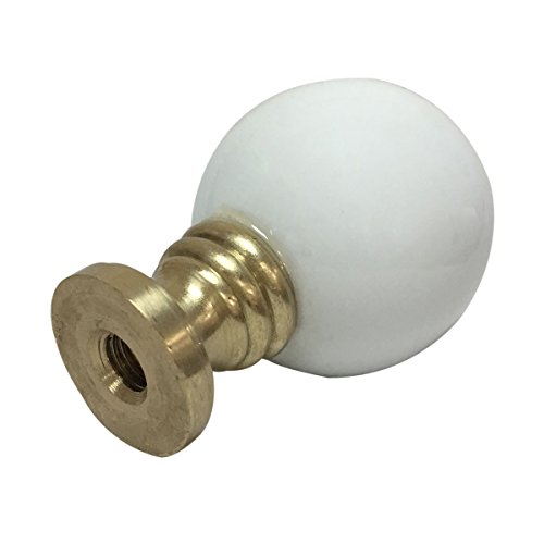 Image of Royal Designs Ceramic Sphere 1.75 inch Lamp Finial for Lamp Shade, White, Polished Brass Base - Set of 2