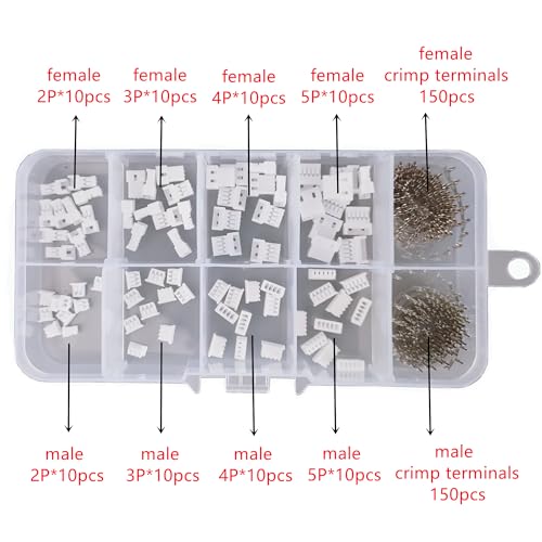 380 piezas Kit de conectores JST 1.25mm macho y hembra miniatura 2