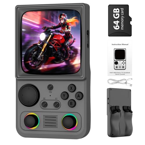 Image of R36TMAX Upgraded Retro Handheld Game Console with 4000mAh Battery, 4.0'' IPS Screen, Retro Gaming Console with Portable Case, Supports WiFi Networked Fighting and OTG (128GB Gray)