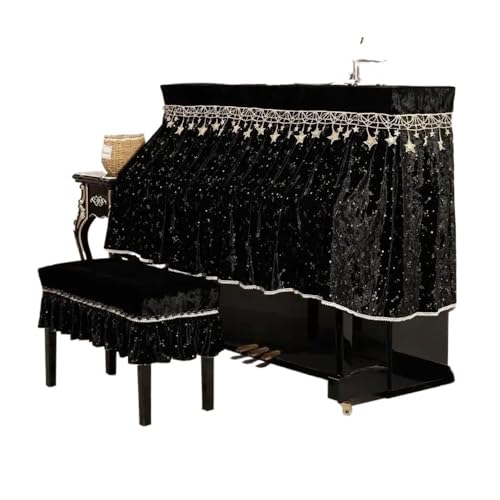 Housse de piano brodée en dentelle française minimaliste moderne haut de gamme Housse de protection en gaze Ourlet en velours pour piano (orange, chaise de...