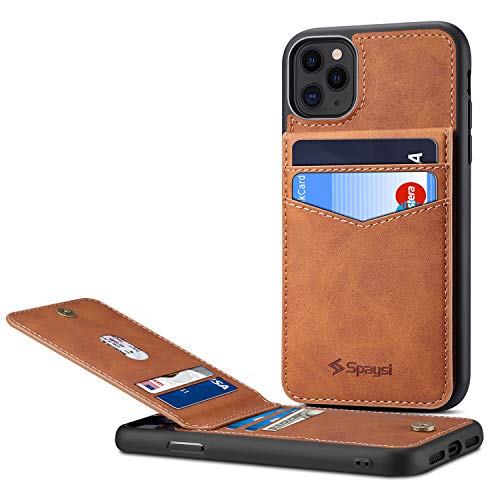 iPhone 11 Pro Max Card Holder Case iPhone 11 Pro Max Wallet Case Spaysi Slim iPhone 11 Pro Max Folio Leather Case Flip Cover for iPhone 11 Pro Max Case with Vertical Stand (Brown)