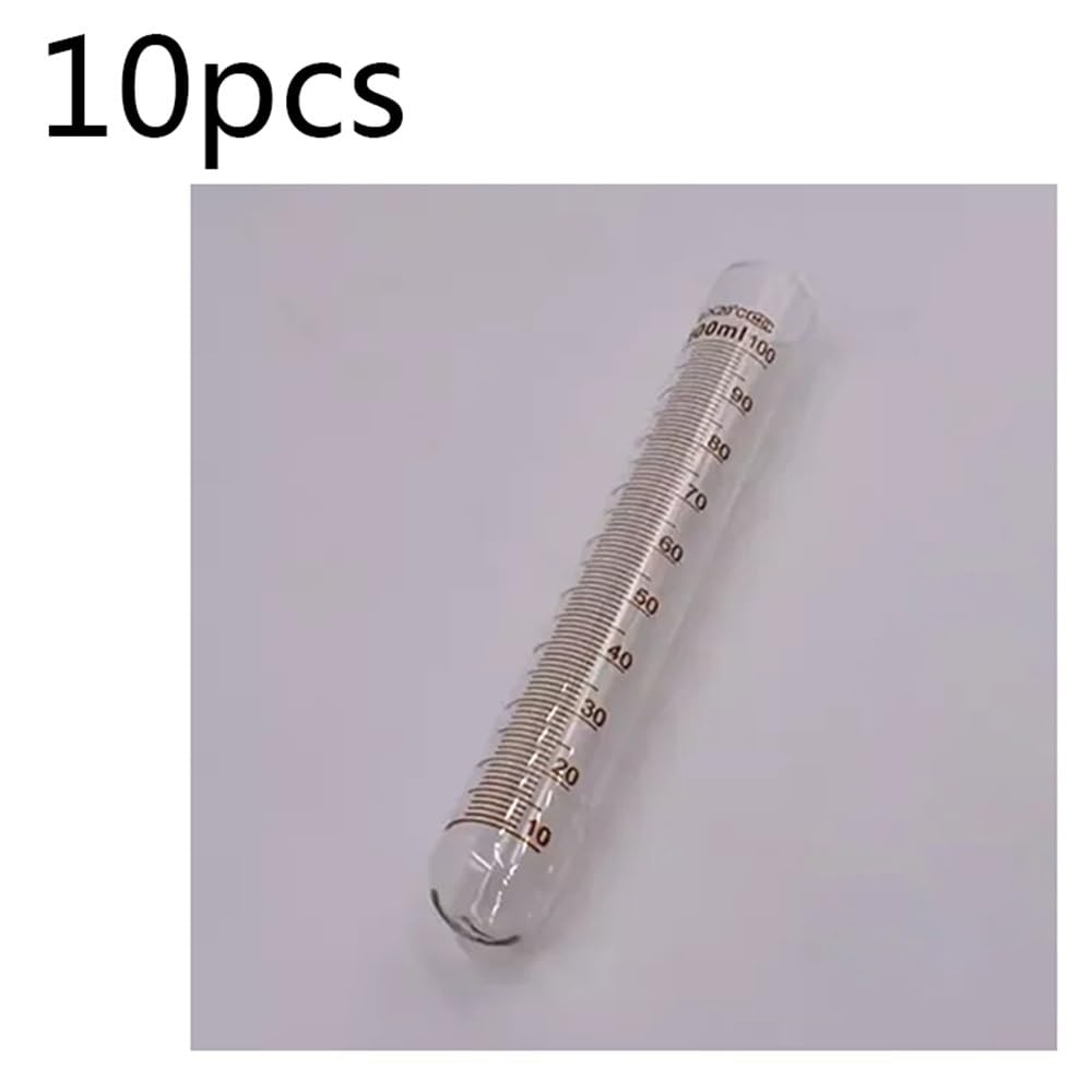 Tubo de ensayo de vidrio graduado de boca plana y fondo redondo, resistente a altas temperaturas, 5 ml, 10 ml, 15 ml, 20 ml, 25 ml, 30 ml, 50 ml y 100 ml, 10 unidades(100ml 10PCS)
