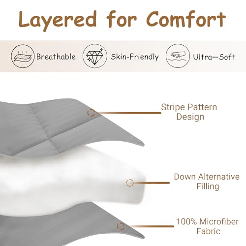Image of ZPECC Toddler Down Alternative Comforter, 39x47 Hypoallergenic Baby Blanket Quilt, Soft Breathable Lightweight All Season Kids Duvet Insert for Crib Stroller Cot Daycare, Grey Stripe