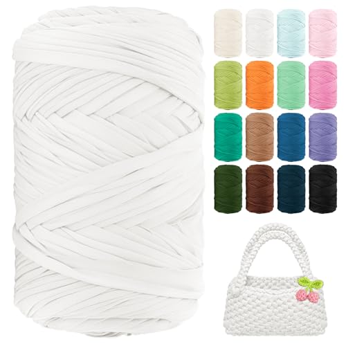 Image of T Shirt Yarn 260 Yards Beginner Crochet Yarn Polyester Yarn (White)
