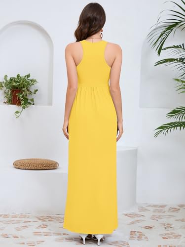 Image of DEARCASE Women's Sleeveless Maxi Dress Casual Plain Loose Summer Vacation Beach Long Dresses with Pockets