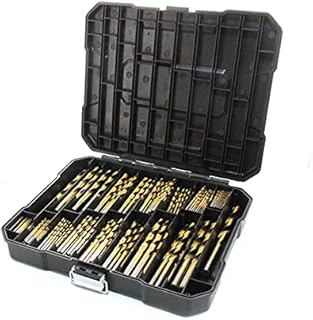 POIU 230PCS Titanium Coated Twist Drill Bit Set Case, 4241 HSS 135°Tip Metric Drill Bits Size from 1.0-10mm Metalworking, Woodworking, Plastic Hole Drilling