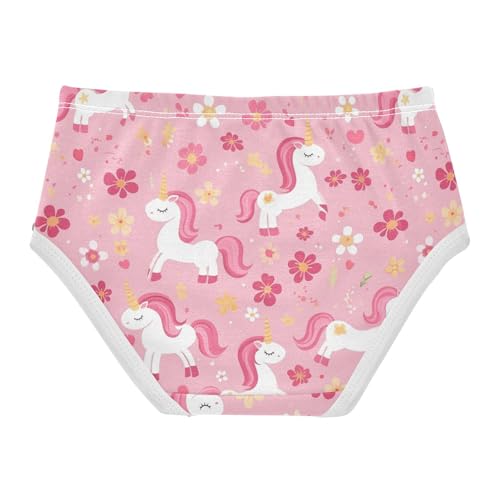 Wusikd Cute Pink Unicorns Girls' Underwear Cotton Flowers Girls Briefs Soft Toddler Underwear 2T2