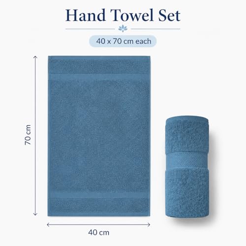Image of Sulfar 100% Combed Cotton, Quick Drying Highly Absorbent, Luxury Hand Towel Set (Pack of 2, 40 X 70 cm) Dark Blue