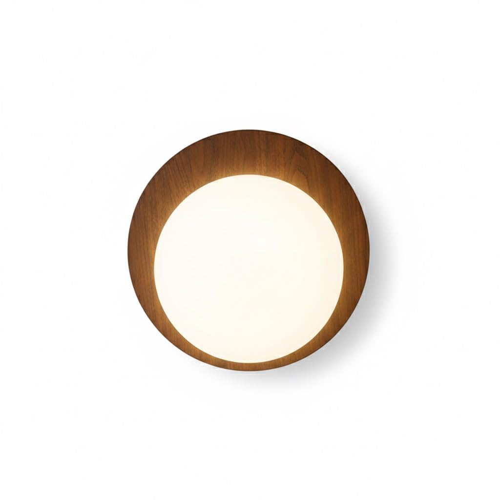 Aplique minimalista moderno con acabado en madera noble de nogal